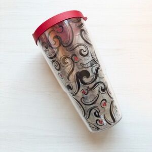 Tervis Tumbler Red Berry Swirl Wrap 24oz with Travel Lid Lifetime Guarantee